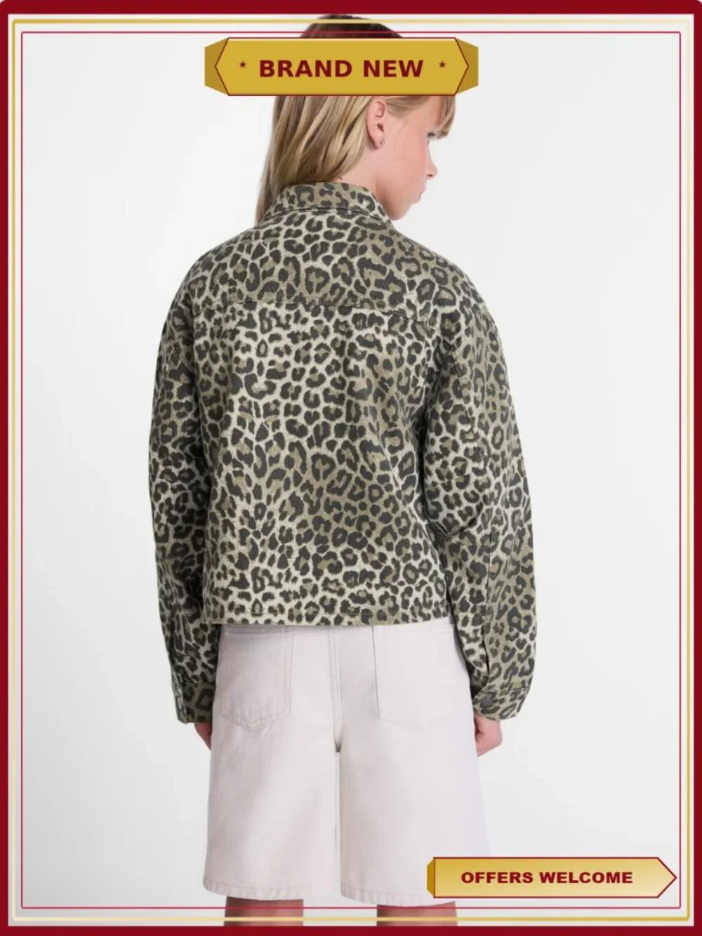 Girls Denim Jacket Cotton Blend Snap Front